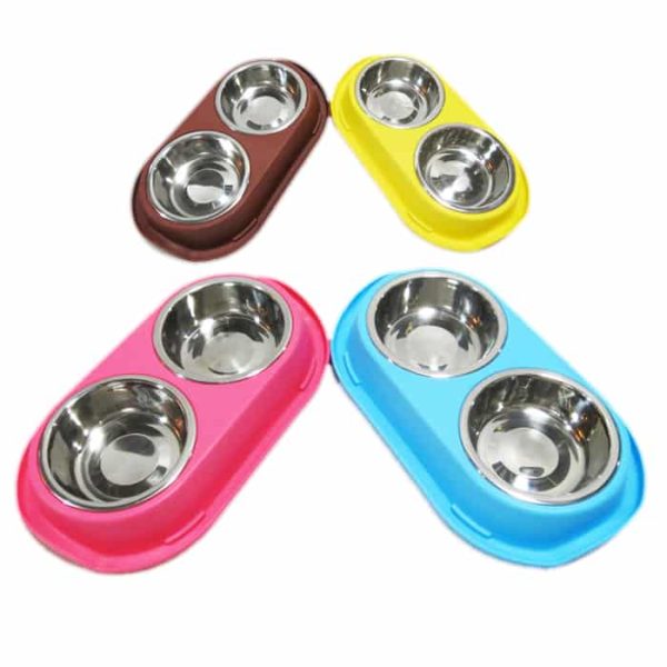 Bát ăn đôi chống kiến cho chó mèo lòng inox vỏ nhựa SAWYER PET