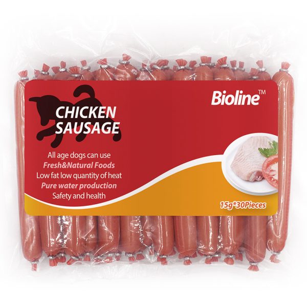 Xúc xích cho chó vị thịt gà BIOLINE Chicken Sausage